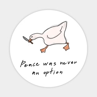 "Goose with a Knife: A Bold Statement for Peace" Magnet